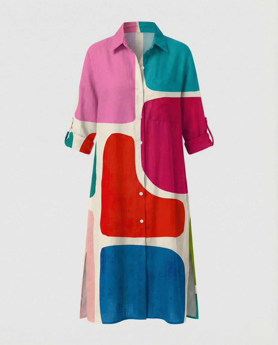 Damen Kaftan Kleid lang Seidenoptik
