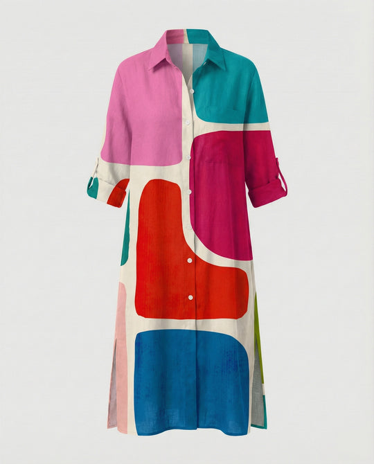 Damen Kaftan Kleid lang Seidenoptik