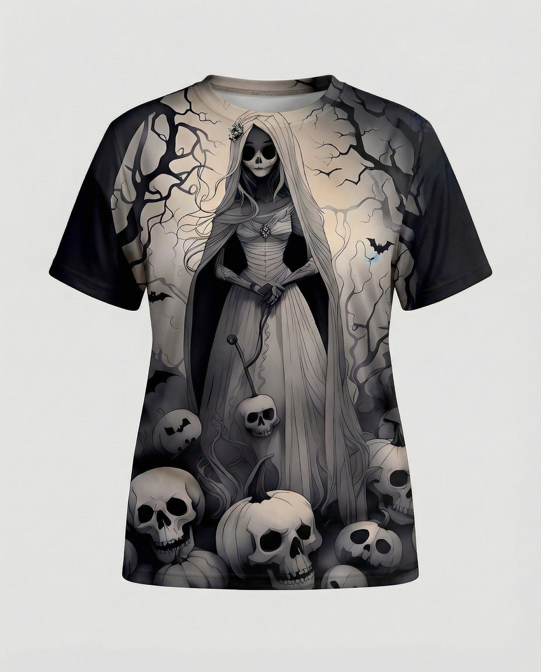Kurzarmshirt Totenkopf Print Damen