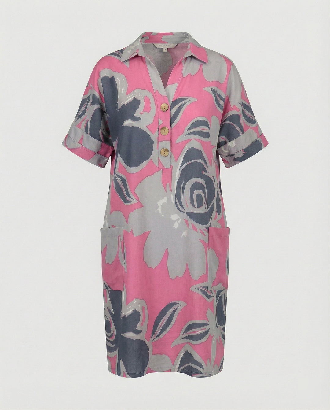 Damen Hemdkleid A-Linie mit Taschen