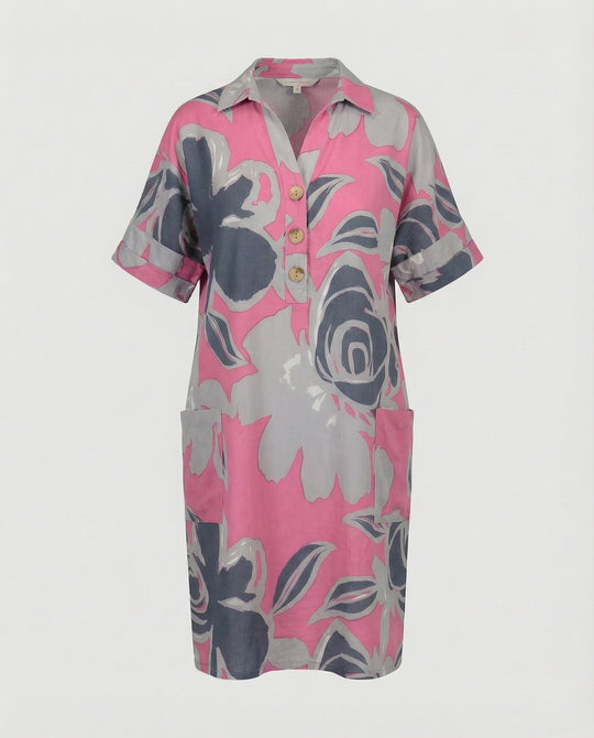 Damen Hemdkleid A-Linie mit Taschen