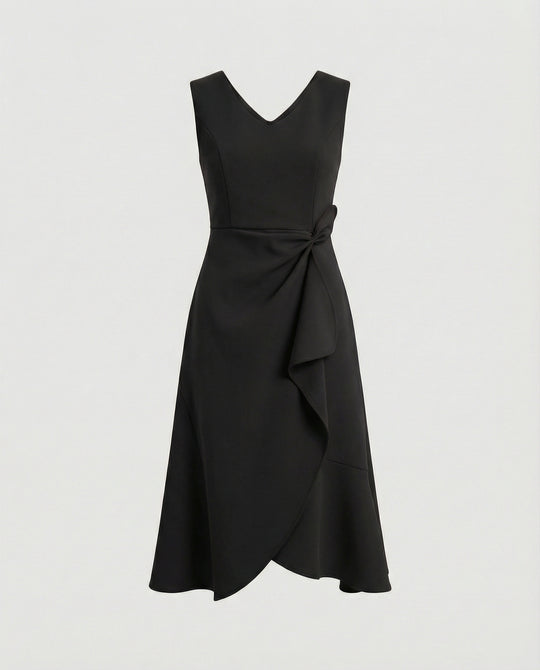 Damen Cocktailkleid Midi mit Wickeloptik