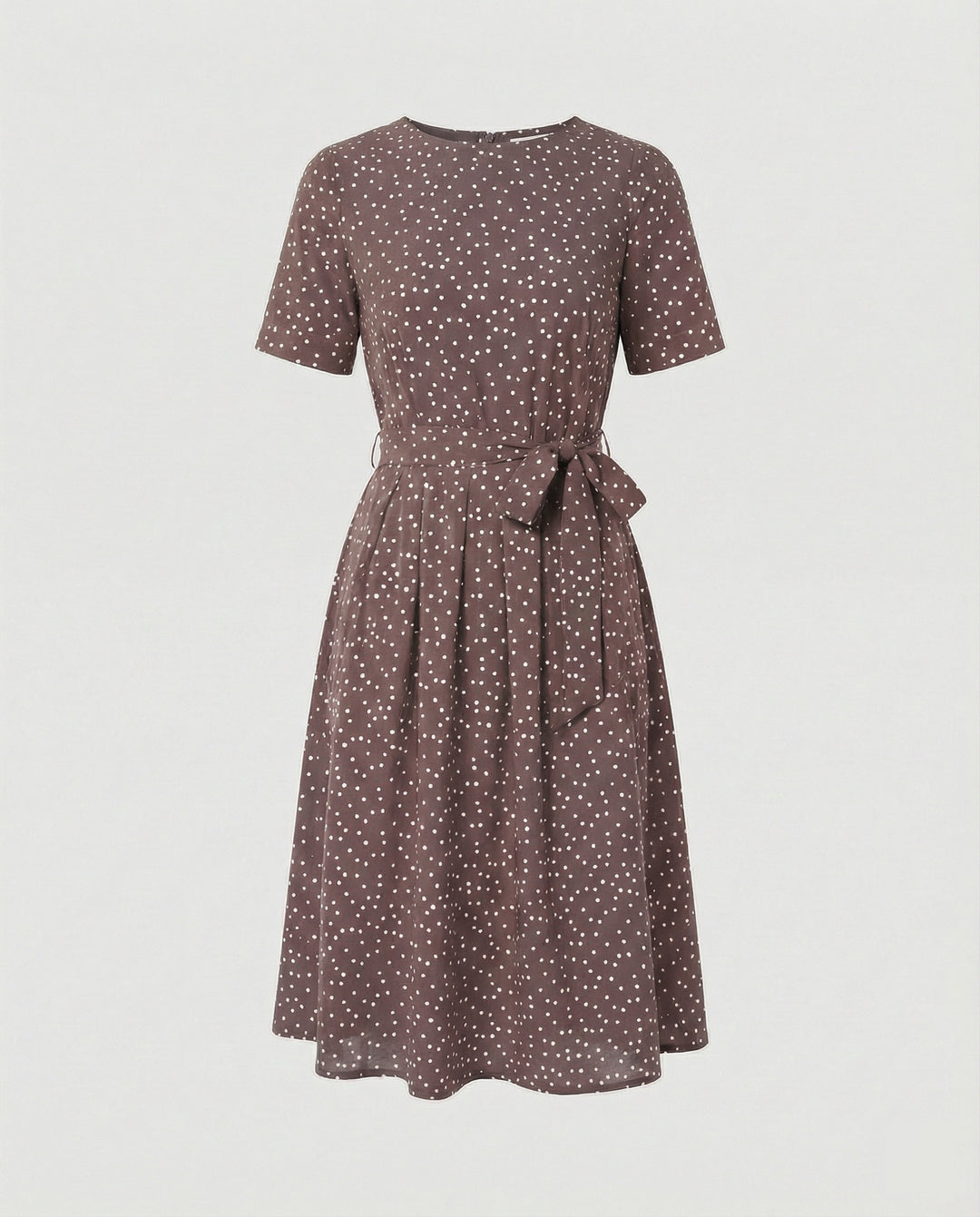Damen Midi-Kleid mit Taillengürtel und Punkten