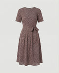 Damen Midi-Kleid mit Taillengürtel und Punkten