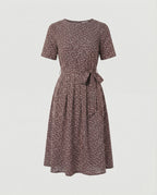 Damen Midi-Kleid mit Taillengürtel und Punkten