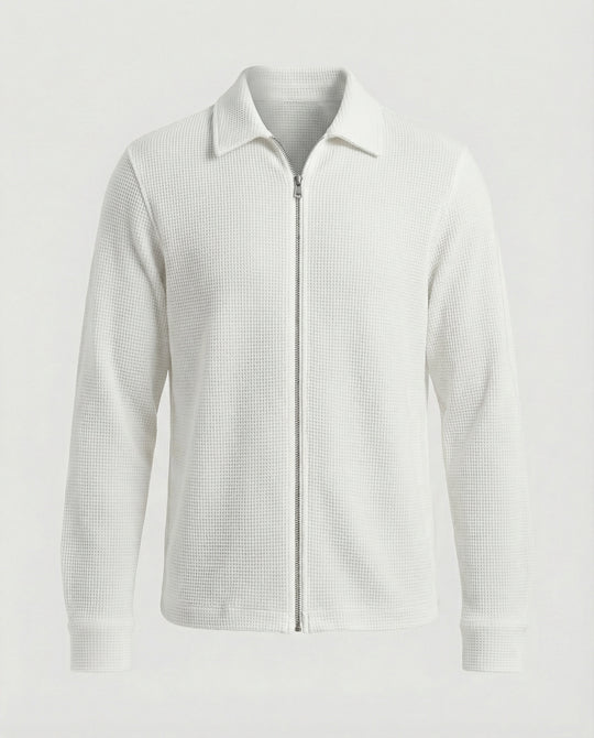 Herren Eleganter Langarmshirt mit strukturierter Oberflächenbeschaffenheit und hochwertigem Reißverschluss R&B