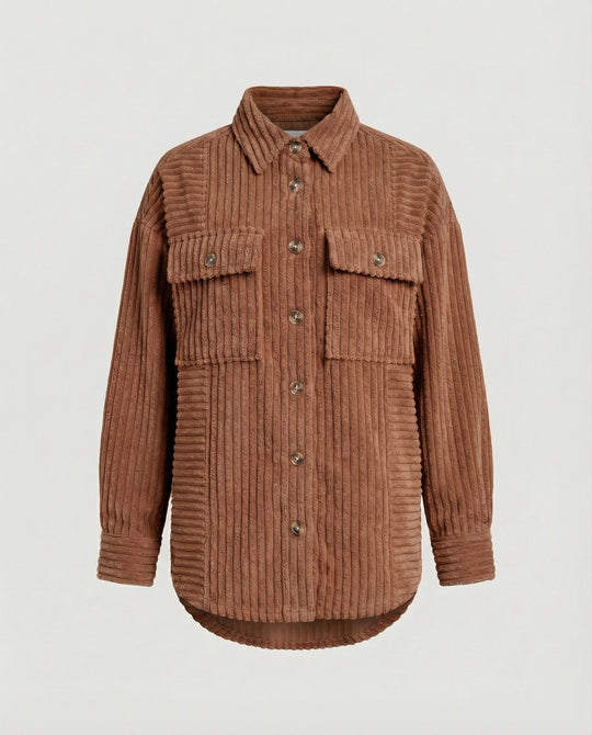 Damen Lässige Cordjacke mit Taschen
