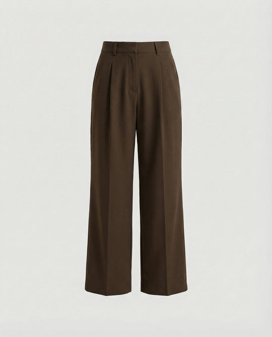 Damen Weite Anzughose High Waist mit eleganten Falten