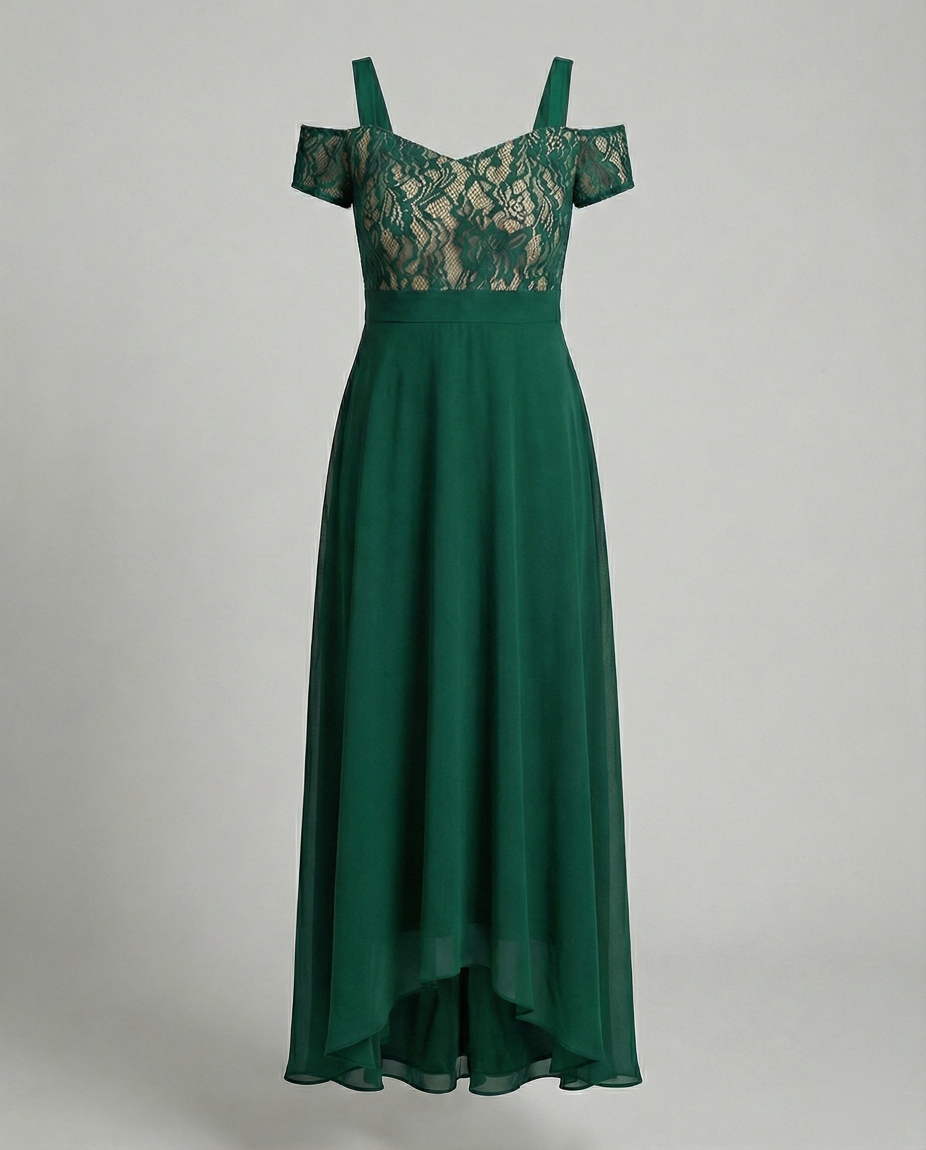 Damen Abendkleid Spitze Chiffon lang