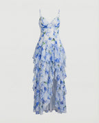 Damen Blumenkleid Maxikleid Chiffon