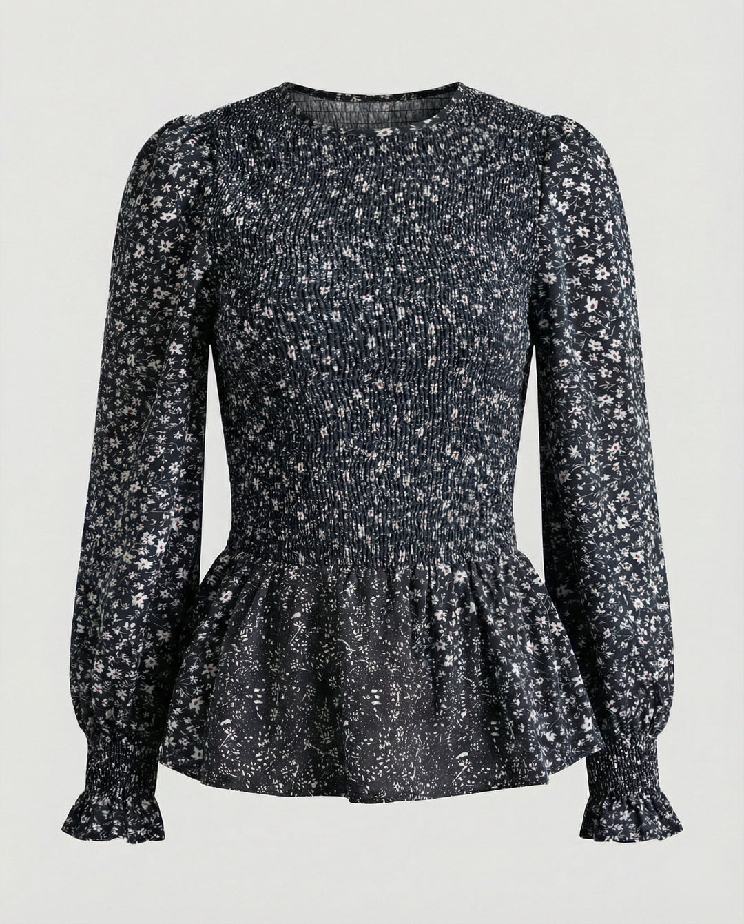 Bluse Damen Peplum Gesmokt