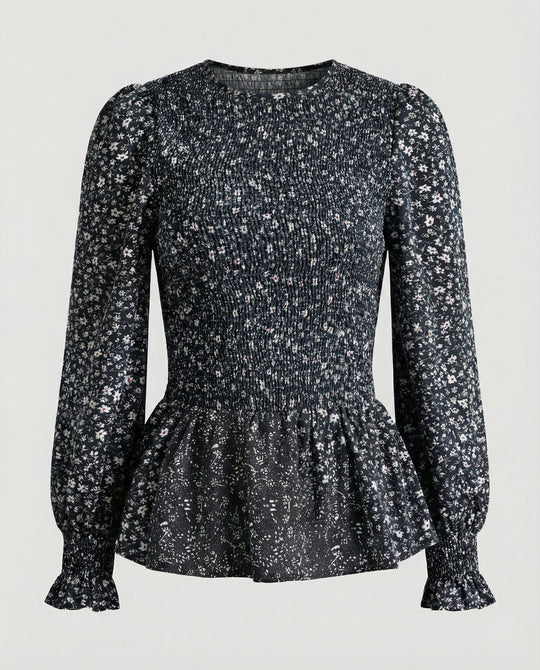 Bluse Damen Peplum Gesmokt