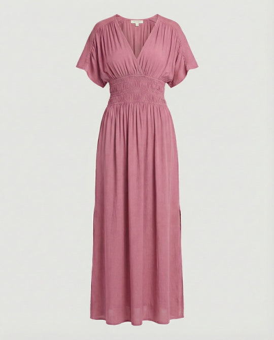 Damen Maxikleid Sommer V-Ausschnitt Schlitz