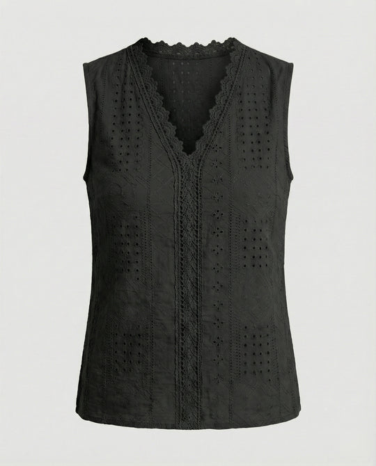 Damen Baumwolltop mit Lochstickerei R&B
