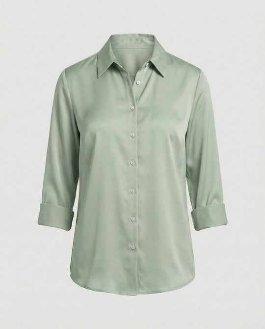 Damen elegante Baumwollbluse mit Stehkragen