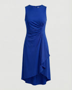 Damen ärmelloses Wickelkleid mit asymmetrischem Saum und Raffungen R&B