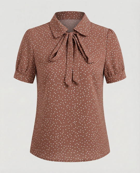 Bluse Damen Kurz mit Krawattenkragen