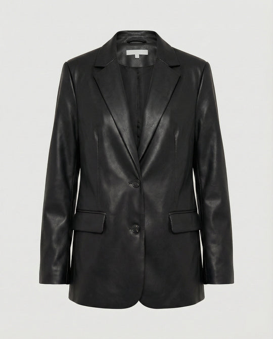 Damen Oversized Kunstleder Blazer im Trend-Look