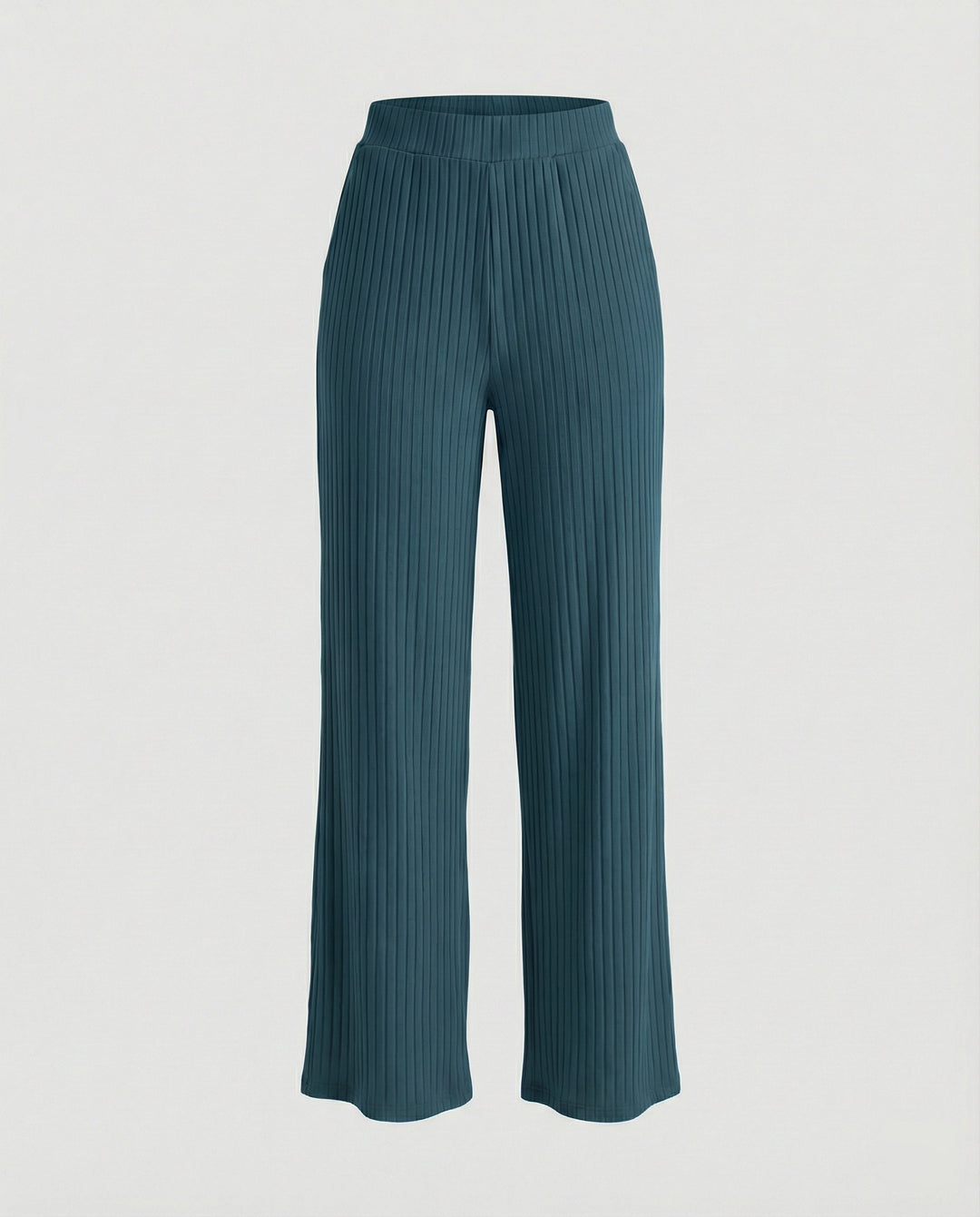 Damen elegante weit geschnittene Sommerhose mit feiner Rippstruktur R&B