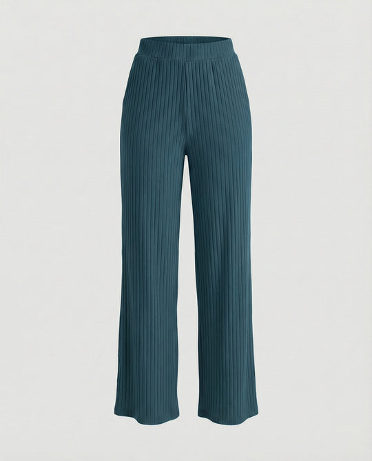 Damen elegante weit geschnittene Sommerhose mit feiner Rippstruktur R&B