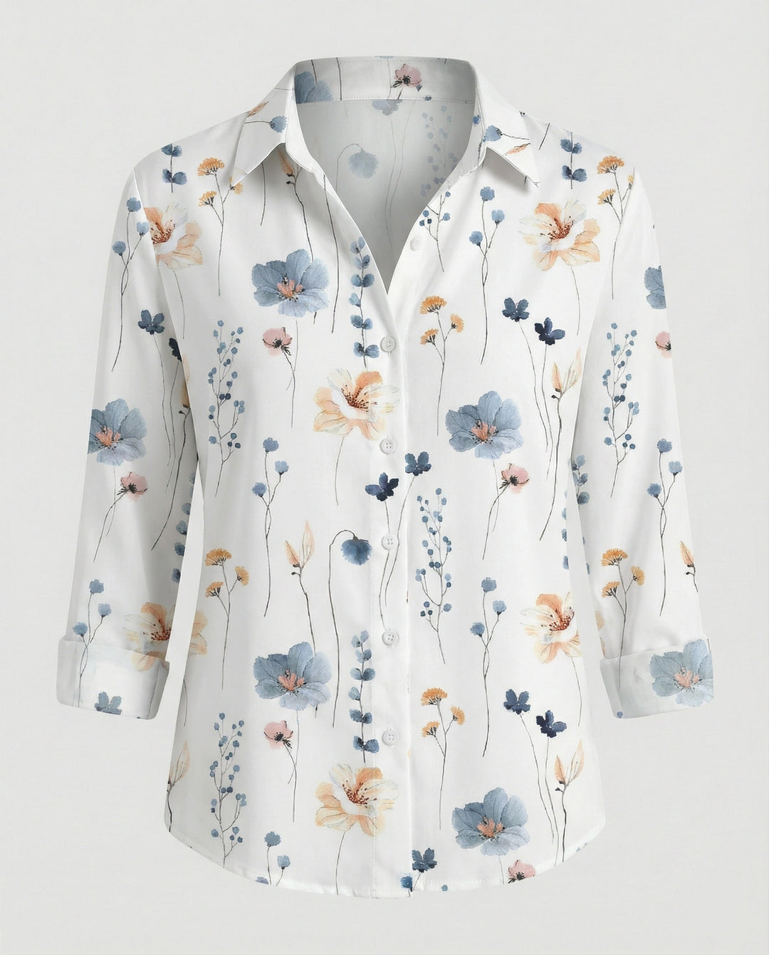Leinenoptik Bluse Damen Floral