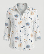Leinenoptik Bluse Damen Floral