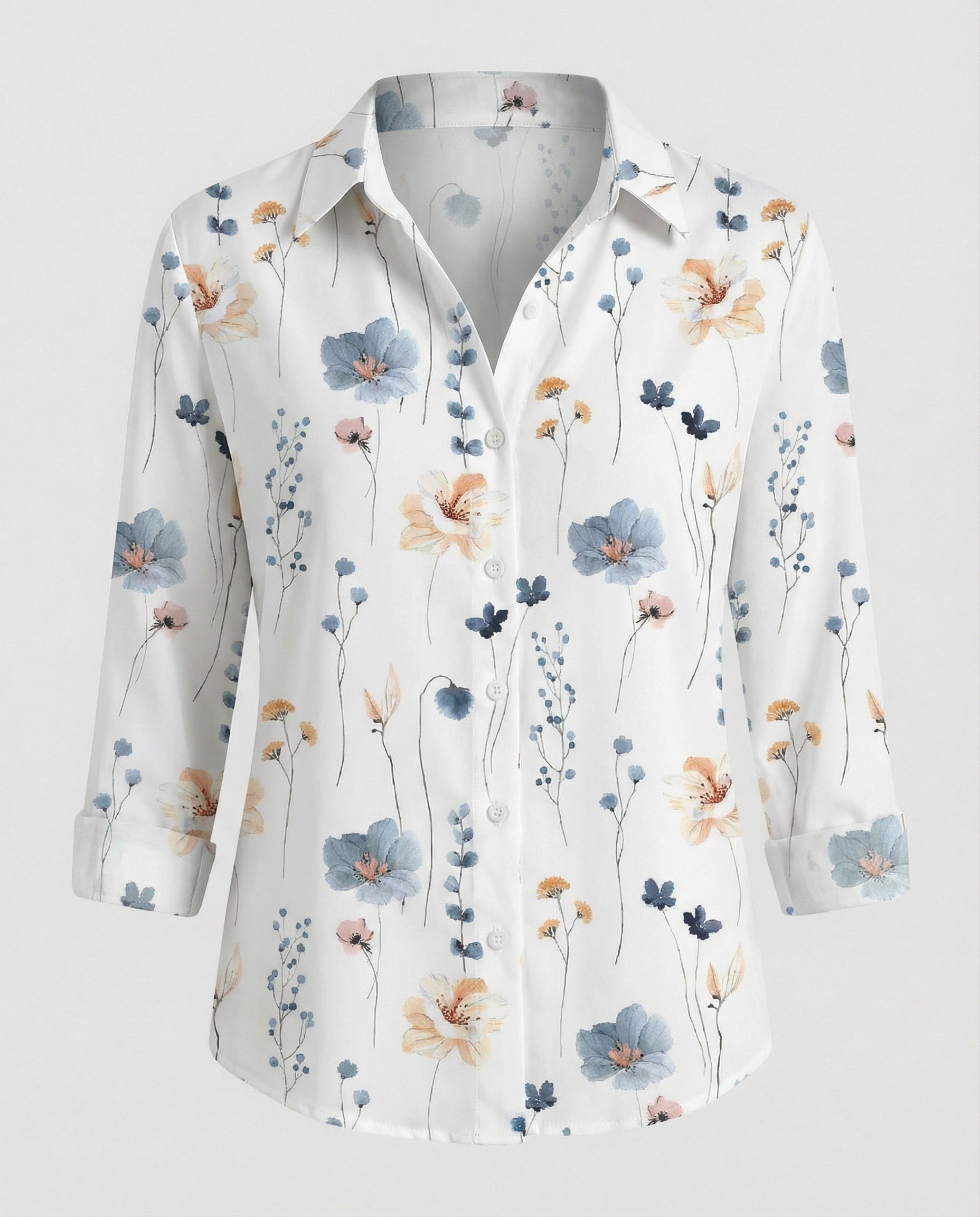 Leinenoptik Bluse Damen Floral