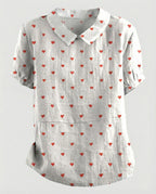 Damen Bluse Leinen Peter Pan Kragen