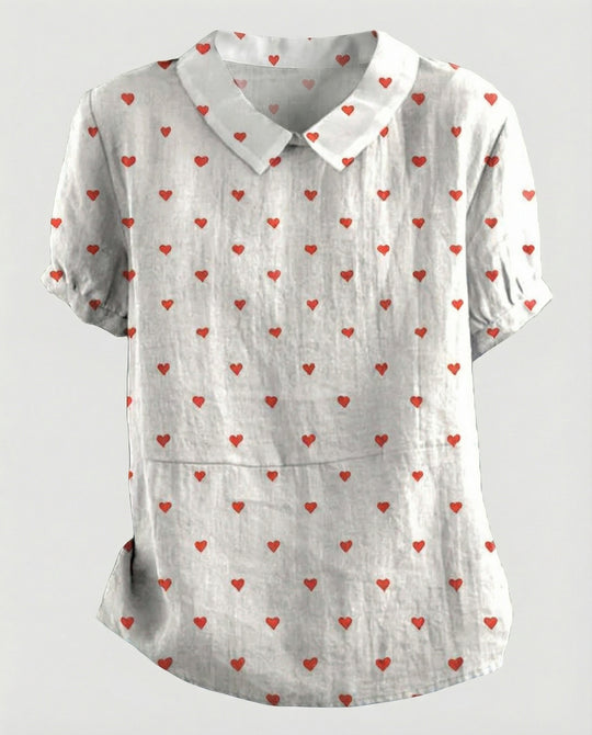 Damen Bluse Leinen Peter Pan Kragen