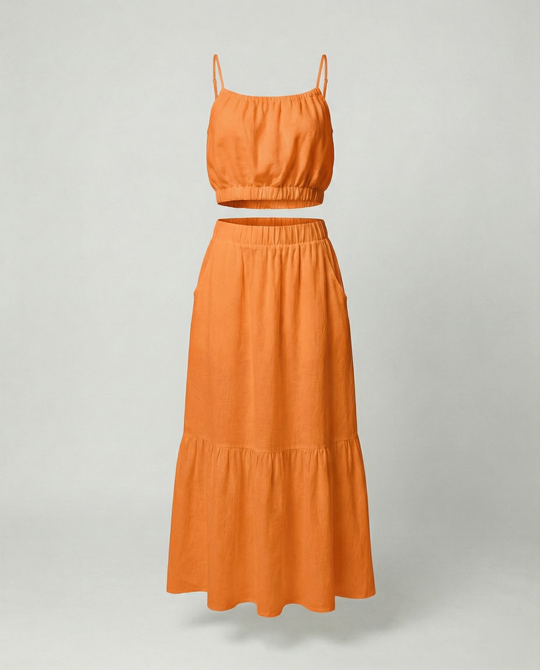 Damen Sommerliches Zweiteiler-Kleid mit fließendem Schnitt und praktischen Taschen R&B