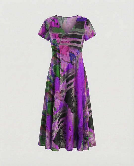 Freizeitkleid Damen Midikleid Tellerrock