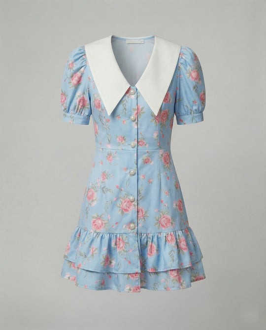 Damen Blumenkleid mit Puffärmeln