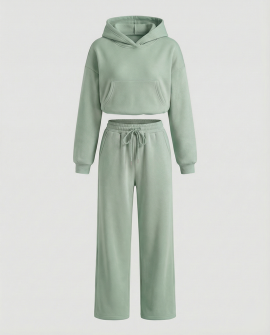 Damen Sweat-Set mit lässigem Schnitt und hohem Kragen R&B