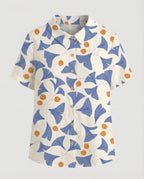 Damen Bluse Leinen Peter Pan Kragen