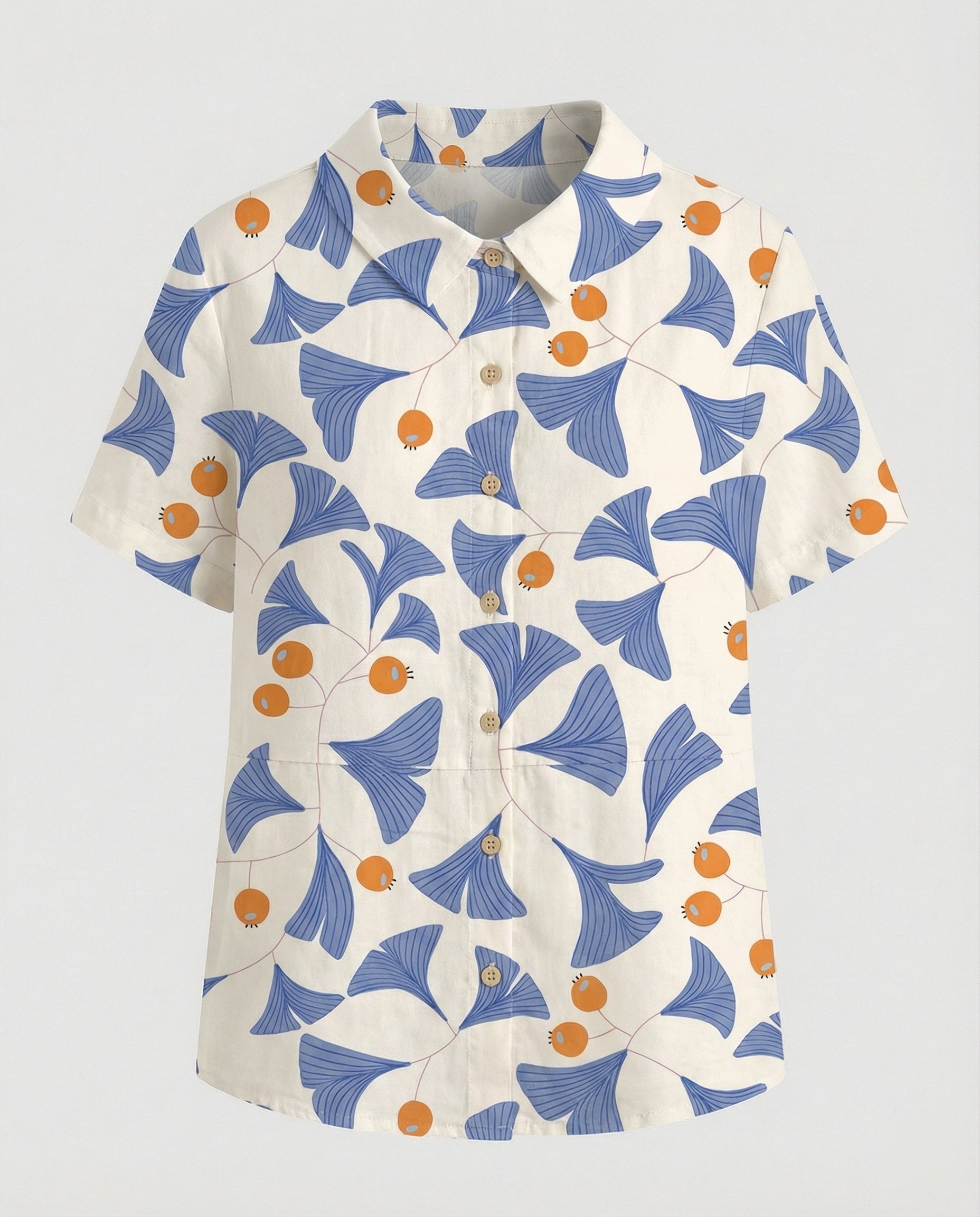 Damen Bluse Leinen Peter Pan Kragen