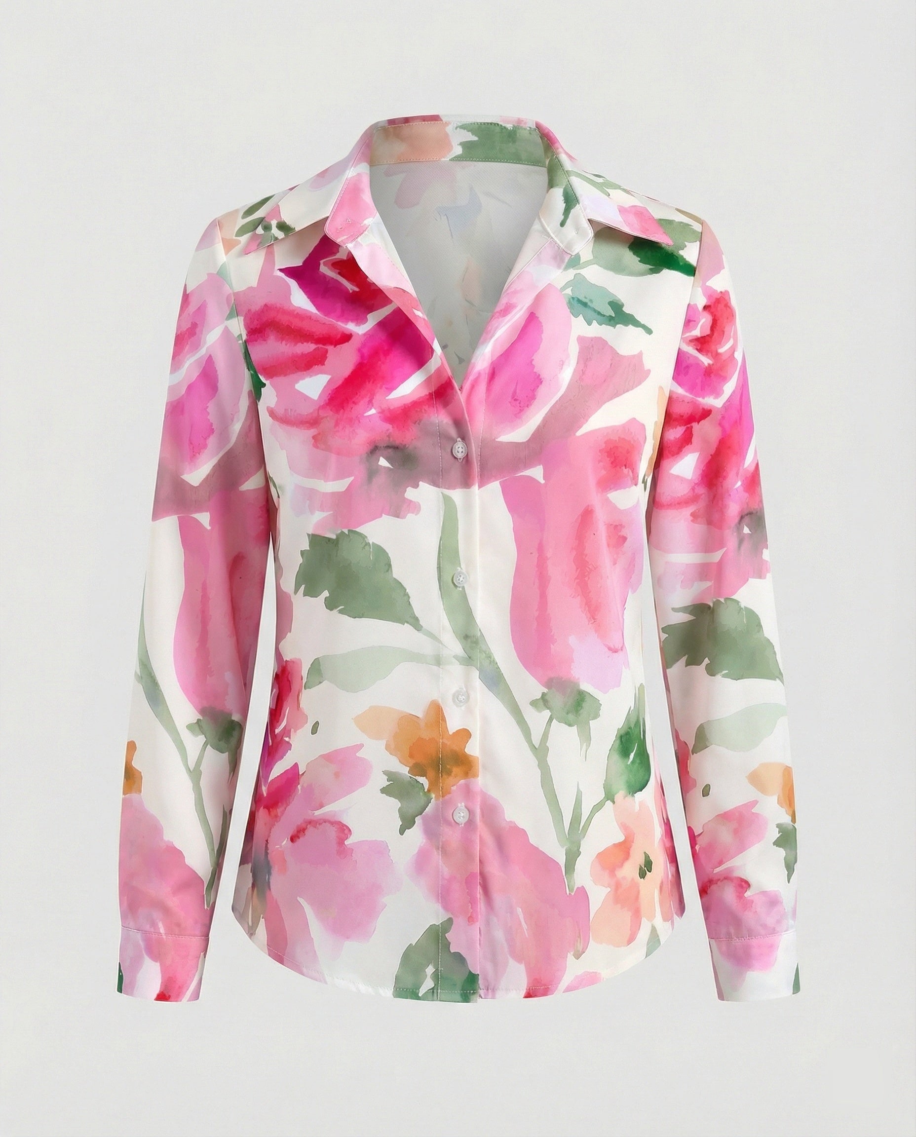Hemdbluse Seidenoptik Damen Floral