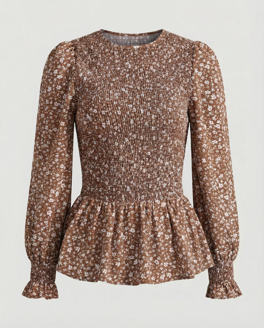 Bluse Damen Peplum Gesmokt