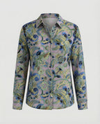 Leichte Hemdbluse Damen Aquarell Blumen