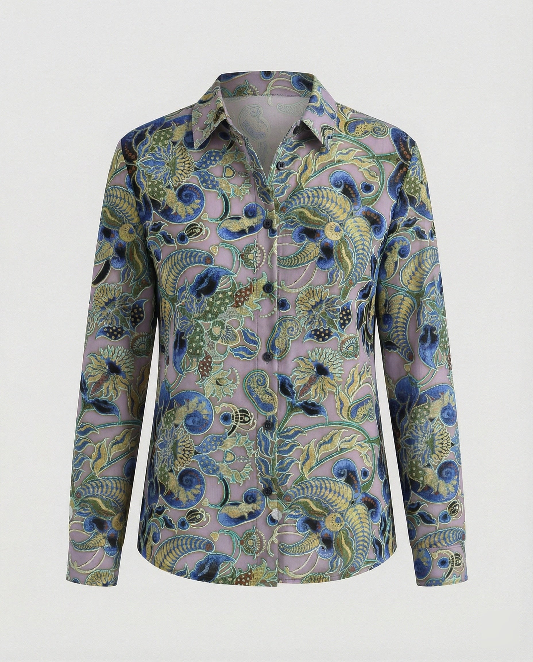 Leichte Hemdbluse Damen Aquarell Blumen