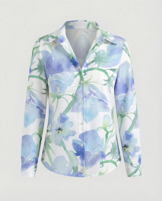 Hemdbluse Seidenoptik Damen Floral