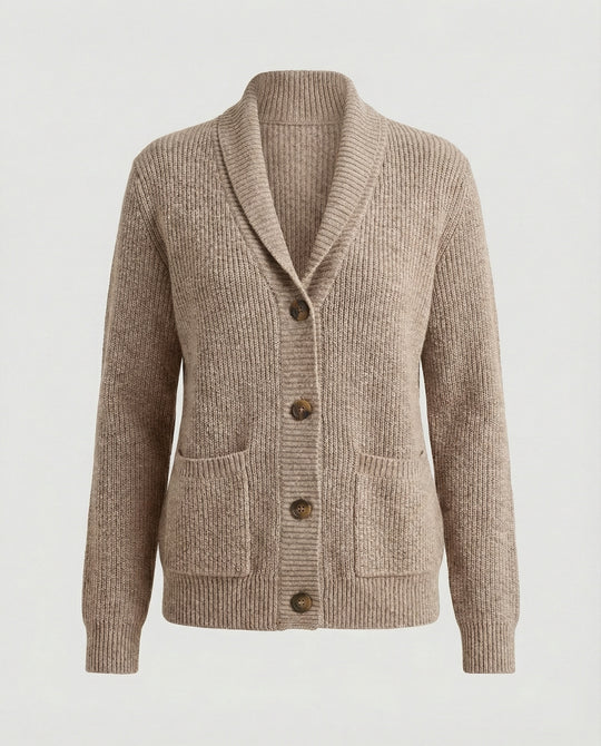 Strickjacke Damen lässig mit Knopfverschluss und großen Taschen