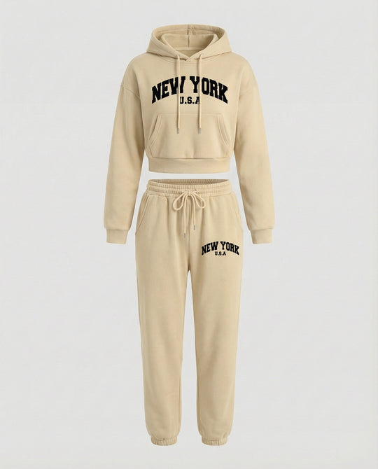 Damen Sweatshirt Set mit College Print