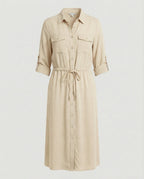 Damen Hemdblusenkleid mit Kordelzug