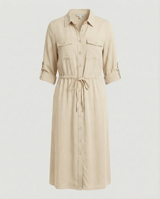 Damen Hemdblusenkleid mit Kordelzug