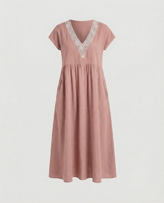 Damen Midikleid Sommer Spitze