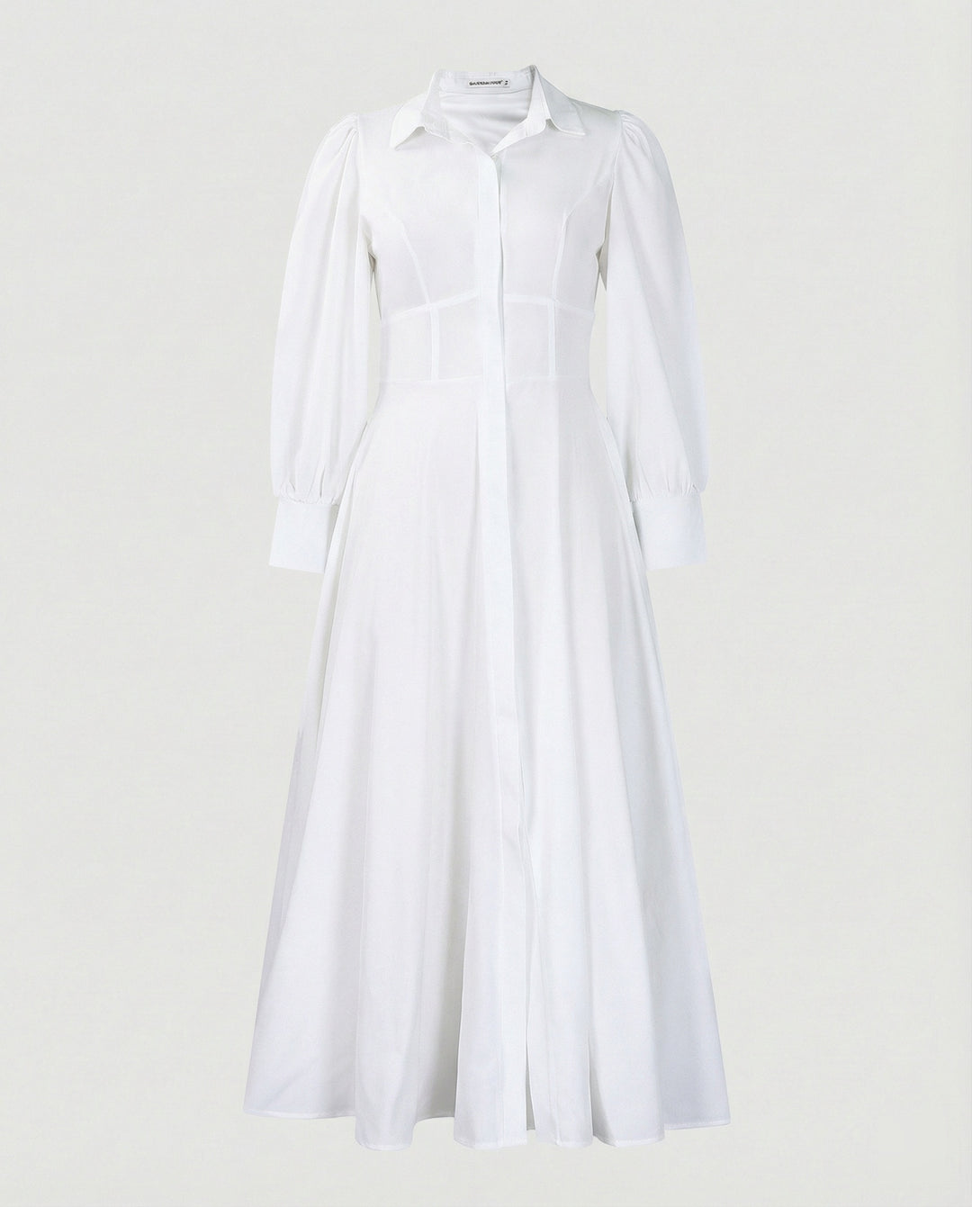 Damen Hemdkleid Maxi mit Ballonärmeln
