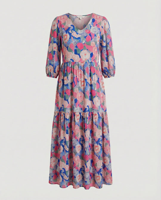 Damen Midikleid Sommer Stufenrock
