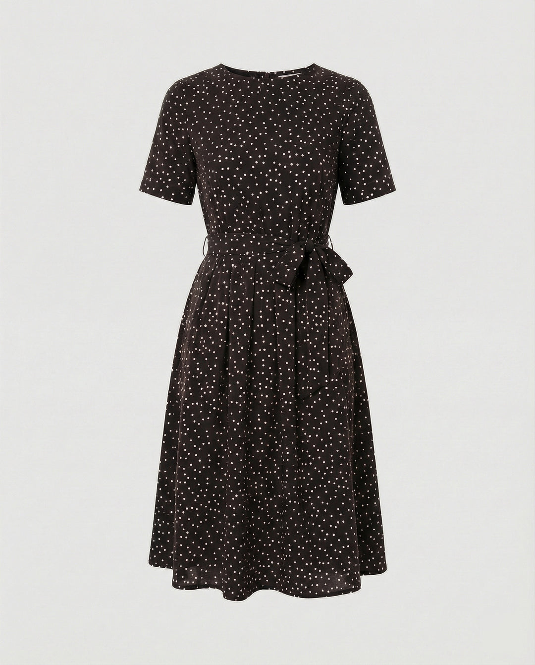 Damen Midi-Kleid mit Taillengürtel und Punkten