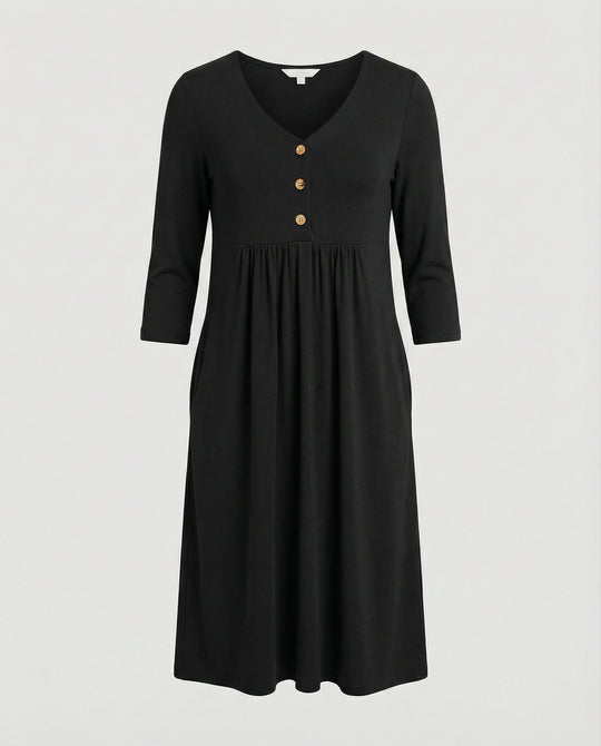 Damen Midikleid Empire V-Ausschnitt