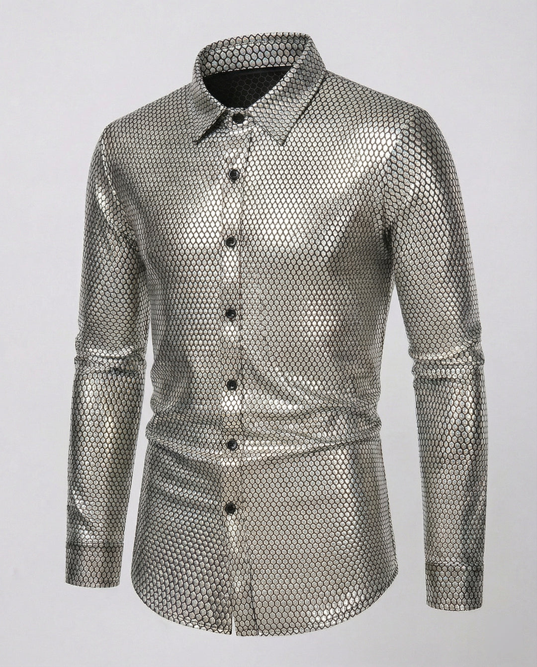 Herren Hemd mit glanzvollem Wabenmuster R&B